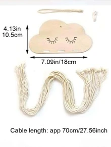 1 pieza Horquilla en forma de nube de madera DIY almacenamiento cuerda - Caqui - Ver 6