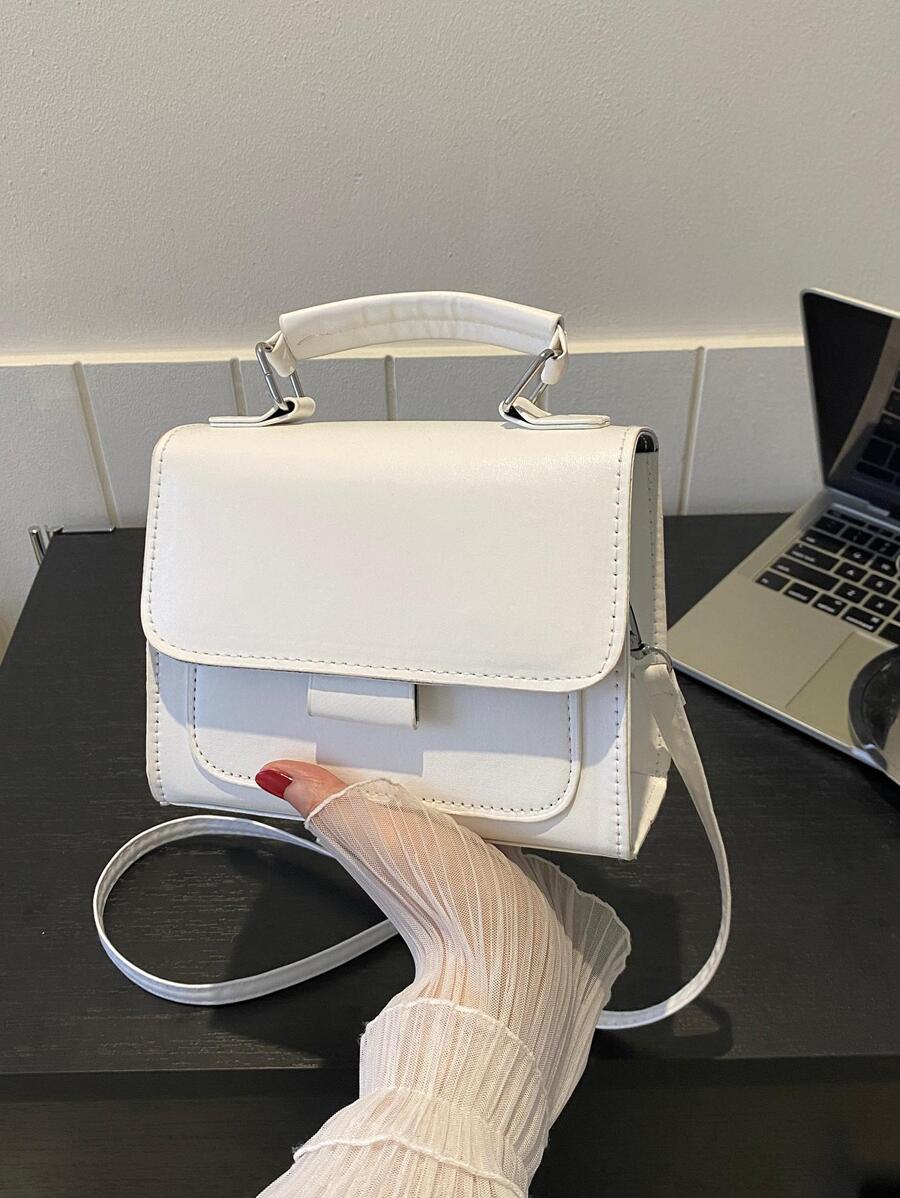 全新 女士单肩斜挎纯色迷你手提包 - 白色 - 查看 1