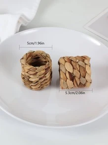 2pcs Woven Napkin Ring - Coffee Brown - View 3