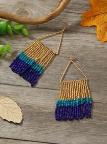 1 đôi Boho Hình học Kết cườm Tua Hoa tai , Thủ công Với Cơm Hạt Hoàn hảo Đối với Kỳ nghỉ , Làm Việc  , Giải trí Và Buổi tiệc - Nhiều màu - Xem 2