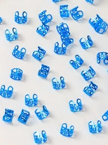 40 件金色辫子发圈女士女孩时尚发饰街头时尚嘻哈朋克 Y2K 潮流发辫袖口波西米亚风 - 藍色 - 查看 4