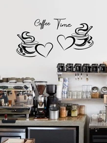 Miếng dán tường họa tiết cốc cà phê, nhãn dán, decal dán tường, decal vinyl trang trí nhà cửa, vật dụng trang trí mùa xuân làm mới ngôi nhà của bạn, nhãn dán trang trí Rama quà tặng sinh nhật tốt nghiệp - màu đen - Xem 7