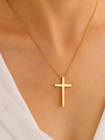 Aomogo Stainless Steel Necklace Punk Classic Cross Pendant Fashion Best Friend Necklace Women's Jewelry Gold Yellow Fashion Punk For A Stylish Look