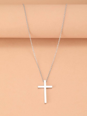 Aomogo 不銹鋼項鍊朋克經典十字架吊墜時尚項鍊女式珠寶銀色時尚朋克打造時尚外觀