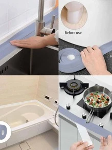 1pc PVC Bath Sealing Strip, Waterproof Sealing Sticker For Bathroom, Kitchen - Grey - View 6