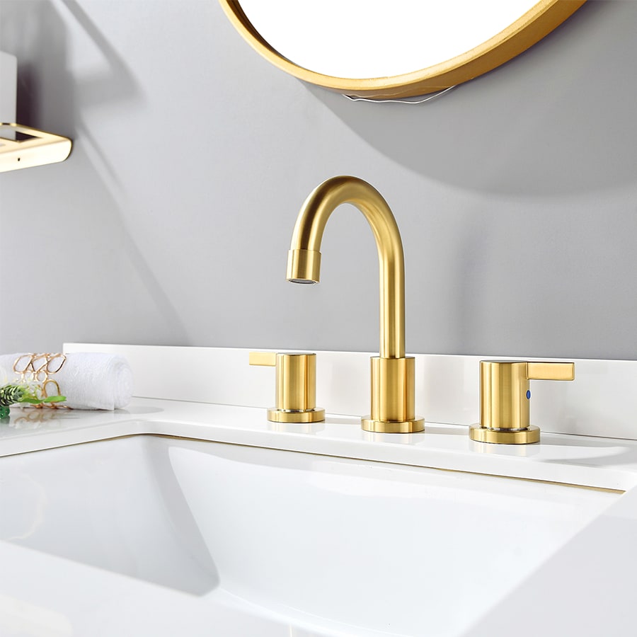 Brushed Gold Waterfall Widespread Bathroom Faucet for 3 Hole 8 Inch by ...