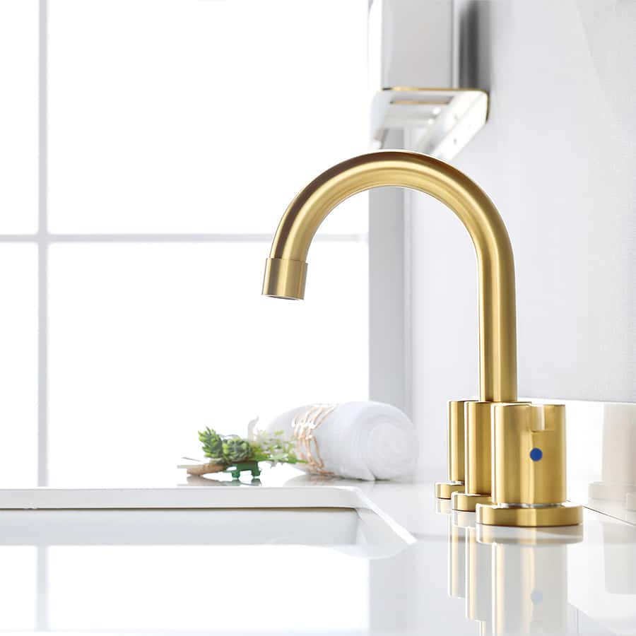 Brushed Gold Waterfall Widespread Bathroom Faucet for 3 Hole 8 Inch by ...