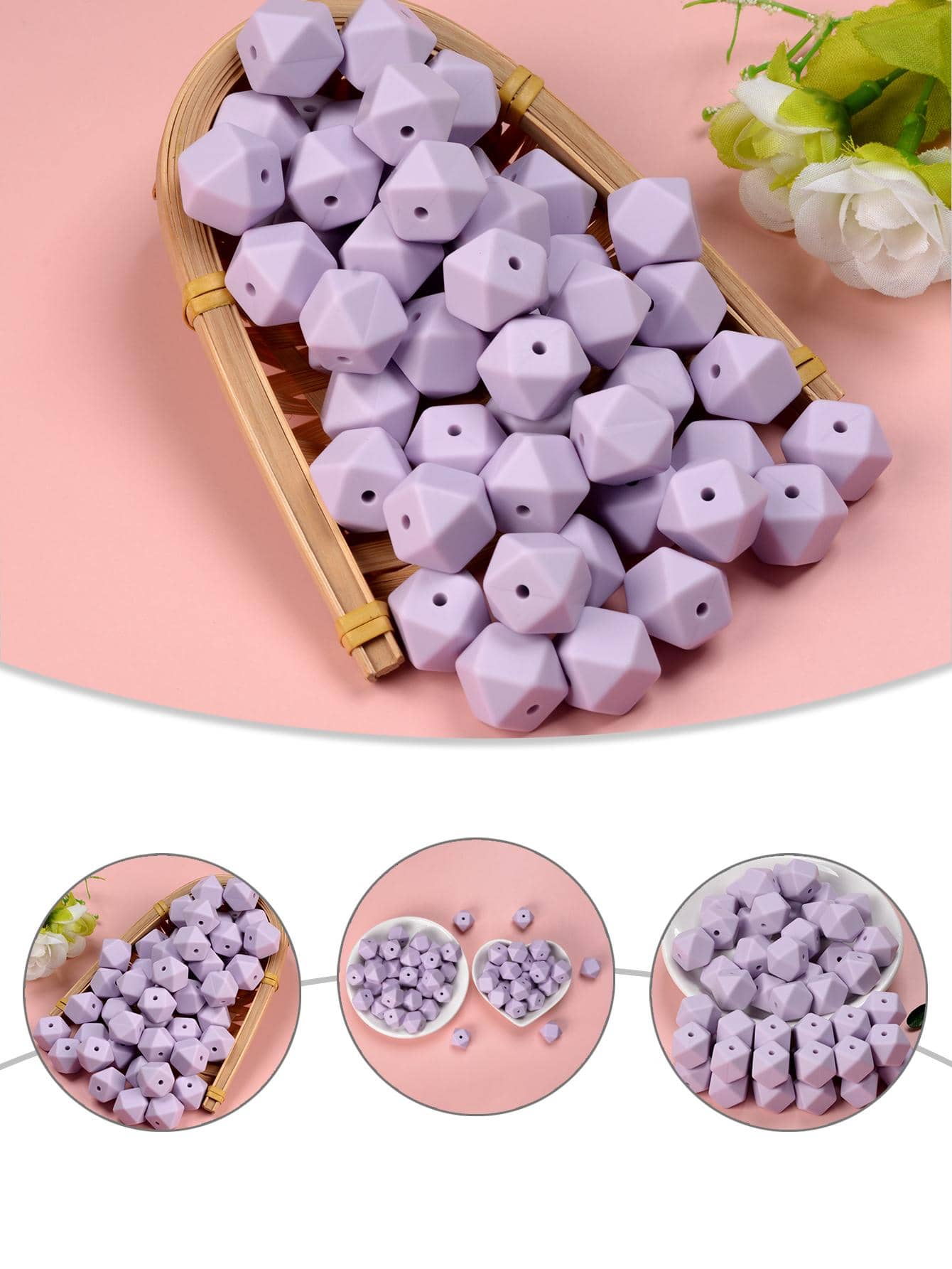 50入組/套休閒釘珠DIY首飾配件適合女士DIY首飾製作 - 淡紫色 - 查看 1