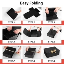 5 件带盖礼品盒，10x8x3.5 英寸黑色礼品盒，带丝带，伴娘求婚盒，牛皮纸礼品盒，适用于婚礼、包装、礼物、生日、纸杯蛋糕盒、手工制作。圣诞礼品包装、单身派对、婚礼、单身女郎、新娘、派对装饰生日、伴娘求婚礼物、婚礼装饰、新娘送礼会、圣诞节情人节 - 黑色 - 查看 7