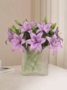 1pc Plastic Artificial Flower, Modern Romantic Purple Faux Flower For Home Decor - Purple - View 4