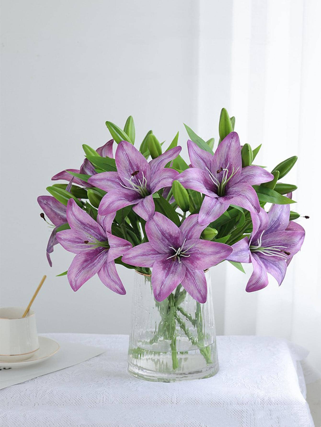1pc Plastic Artificial Flower, Modern Romantic Purple Faux Flower For Home Decor - Purple - View 1