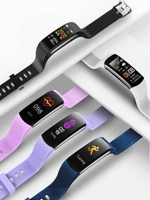 1pc Black Silicone Strap Sporty Calendar Alarm 24 Hour Heart Rate Monitoring Sleep Tracking Rectangle Dial Smart Watch, Compatible With Android iPhone - Black - View 8