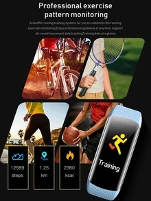 1pc Black Silicone Strap Sporty Calendar Alarm 24 Hour Heart Rate Monitoring Sleep Tracking Rectangle Dial Smart Watch, Compatible With Android iPhone - Black - View 6