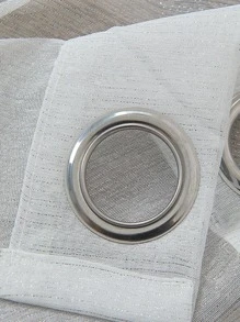 1入組簡單白色透明面板，家用滌綸濾光透明窗簾 - 白色 - 查看 7