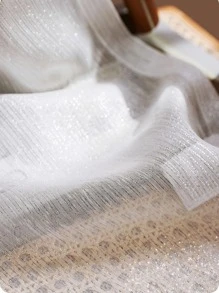 1入組簡單白色透明面板，家用滌綸濾光透明窗簾 - 白色 - 查看 8