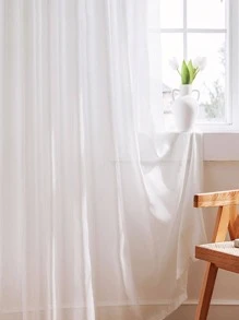 1入組簡單白色透明面板，家用滌綸濾光透明窗簾 - 白色 - 查看 10