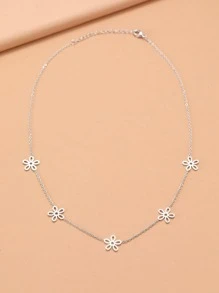 Dây Chuyền Inox Vintage Thanh Lịch Áo Len Hoa Dây Chuyền Tinh Tế Choker Mặt Dây Chuyền Vòng Cổ Thời Trang Nữ Trang Sức Quà Tặng - Bạc - Xem 2