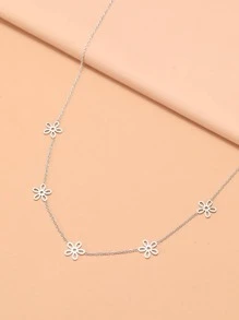 Dây Chuyền Inox Vintage Thanh Lịch Áo Len Hoa Dây Chuyền Tinh Tế Choker Mặt Dây Chuyền Vòng Cổ Thời Trang Nữ Trang Sức Quà Tặng - Bạc - Xem 3