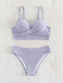 Solid Color Textured Fabric Hard Plastic Cup Set Summer - Mauve Purple - View 2