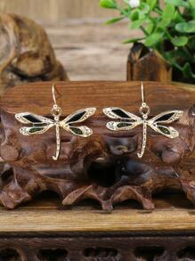 1 Đôi Vintage Hợp Kim Kẽm Chuồn Chuồn Bông Tai Giọt Dành Cho Nữ Trang Trí Hàng Ngày - Vàng - Xem 1