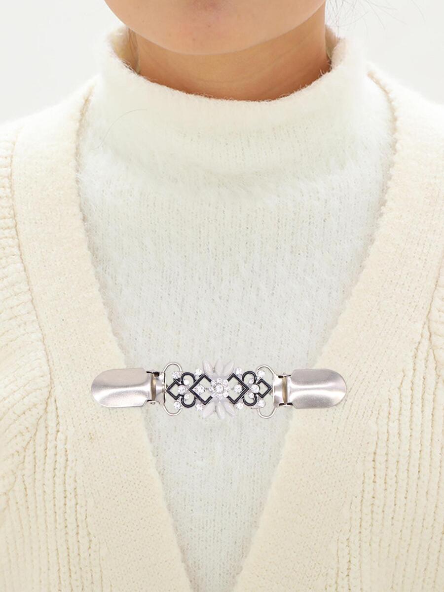 1入組銀衣服扣飾,合金金屬亮絲衣服裝飾用品 - 銀色 - 查看 1