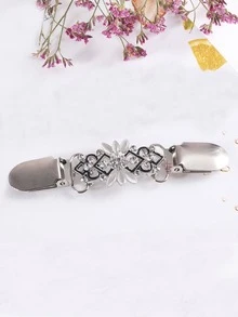 1入組銀衣服扣飾,合金金屬亮絲衣服裝飾用品 - 銀色 - 查看 3