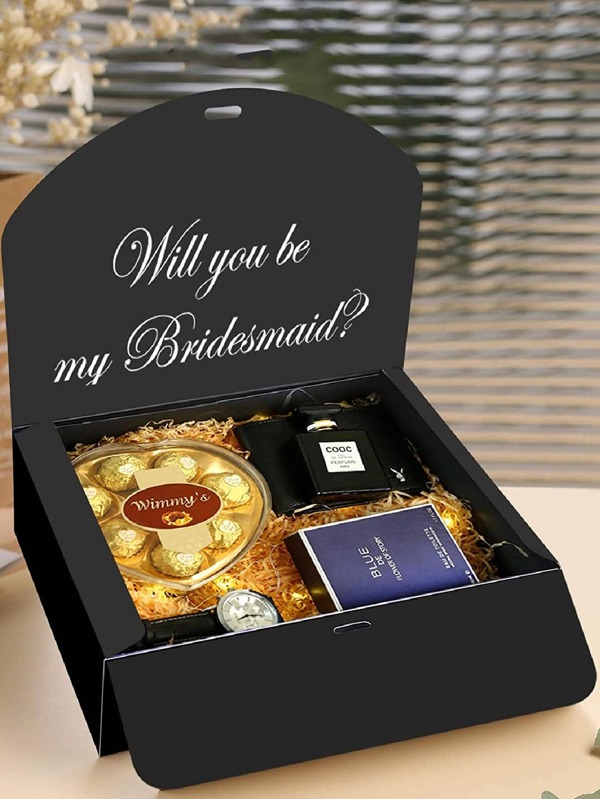 Black Gift Boxes 5 Pack, Gift Boxes With Lids For Presents, Bridesmaid