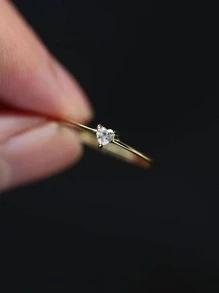 ESBERRY 1枚925纯银永恒戒指，奢华精致的女士珠宝礼物 - 金色 - 查看 9