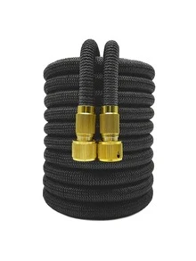 1pc Two Tone Watering Hose, Modern Polyester Multifunctional Garden Hose For Outdoor - Black - View 1