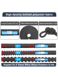 1pc Two Tone Watering Hose, Modern Polyester Multifunctional Garden Hose For Outdoor - Black - View 4
