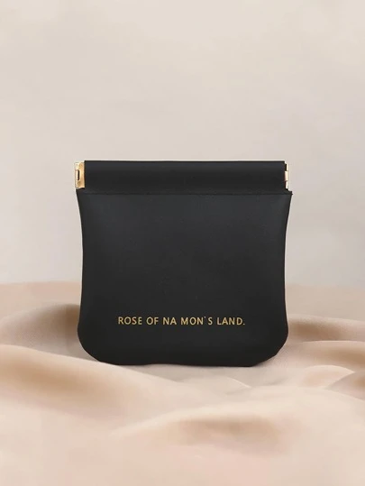 1pc Plain Storage Bag, Mini Portable Black Earphone Storage Bag For Outdoor, Home