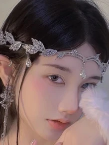 1pc Women Rhinestone Decor Glamorous Costume Hair Band For Party - Silver - View 4