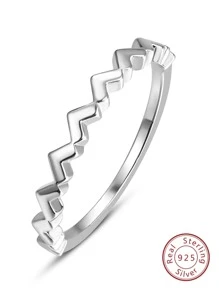 Wavy Design Sterling Silver Ring - Silver - View 1