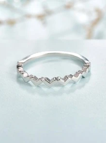 Wavy Design Sterling Silver Ring - Silver - View 3
