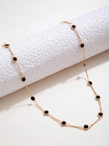 imoli 1pc Fashion Zinc Alloy Rhinestone Decor Choker For Women For Daily Decoration - Black - View 5