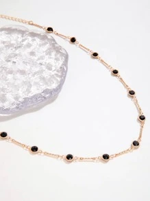 imoli 1pc Fashion Zinc Alloy Rhinestone Decor Choker For Women For Daily Decoration - Black - View 7