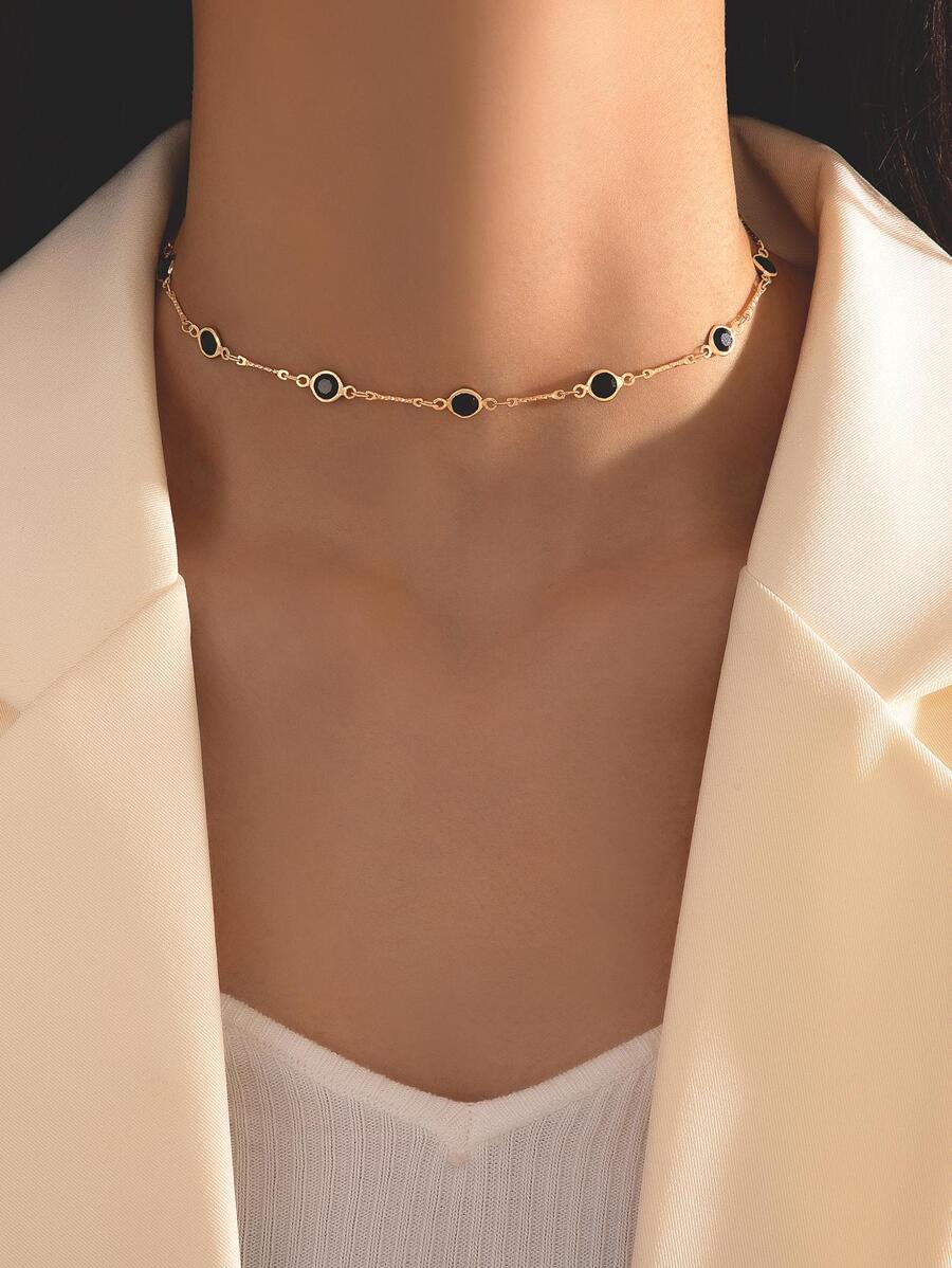 imoli 1pc Fashion Zinc Alloy Rhinestone Decor Choker For Women For Daily Decoration