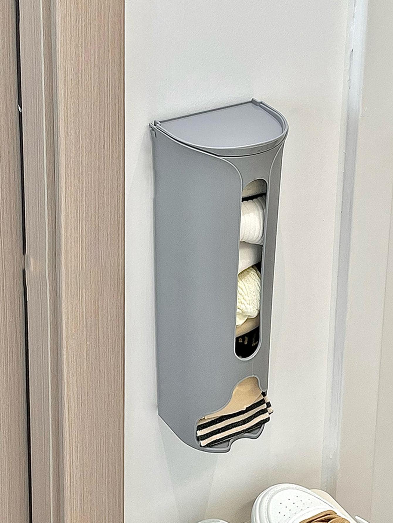 1 Gói Túi Rác Treo Tường Nhà Tổ Chức Màu Xám PP No Punch Hộp Bảo Quản Quần Áo Hộ Gia Đình - Xám - Xem 1