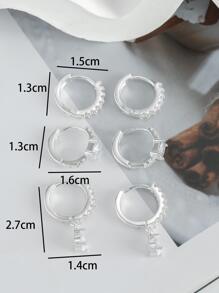 Hihho 3pairs/set Glamorous Cubic Zirconia Decor Earrings For Women For Party