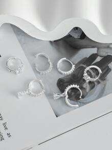 Hihho 3pairs/set Glamorous Cubic Zirconia Decor Earrings For Women For Party