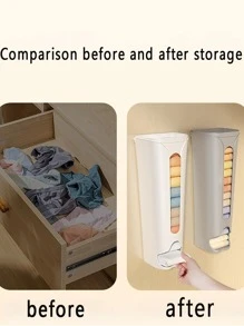 1pc/wall-mounted Underwear Storage Box, Sock Storage Box, Removable Punch-free Storage Artifact - White - View 4
