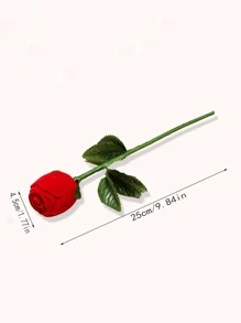 1pc Rose Shaped Ring Box, Red Plastic Romantic Jewelry Storage Box For Household - Red - View 7