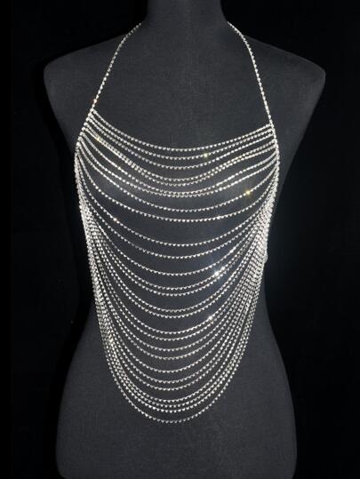 1 pieza Cadena para cuerpo lujo artificial con diseño de cristal para mujeres para vida diaria