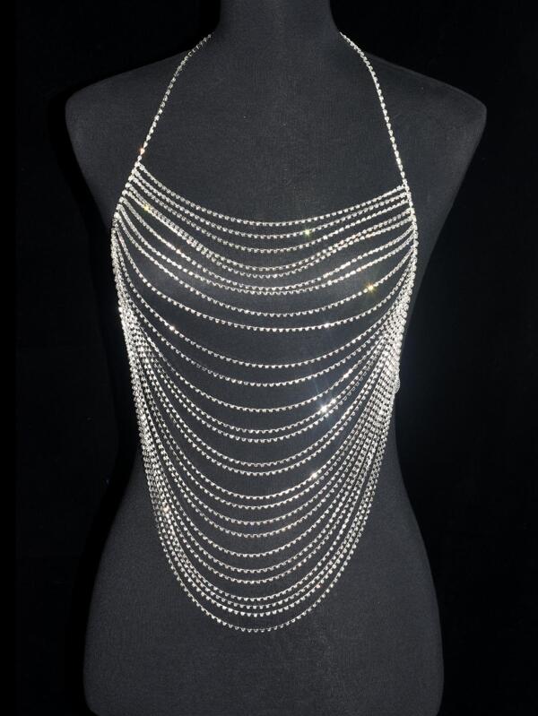 1pc Luxury Artificial Crystal Decor Body Chain For Women For Daily Life