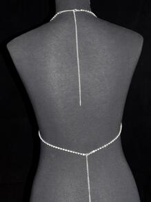 1入組奢華人造水晶裝飾身體鏈適合女士適用於日常生活 - 銀色 - 查看 4