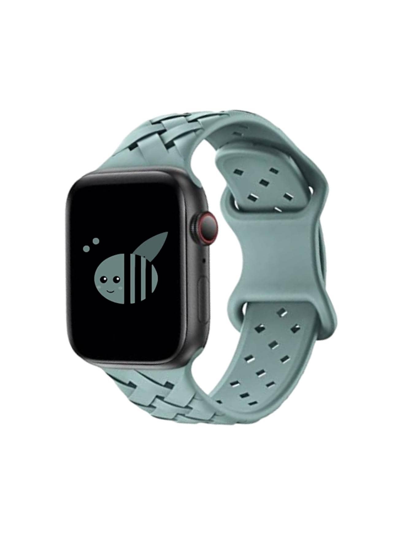 St.siabe1入組女式男士時尚可愛斜紋編織矽膠錶帶搭配Apple Watch錶帶38mm40mm41mm45mm44mm42mm49mm皮帶，柔軟舒適透氣防水腕帶替換錶帶Apple Watch Ultra系列SE/8/7/6/5/4/3/2/1智能錶帶配件 - 綠色 - 查看 1