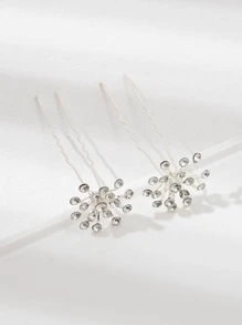 3入組雪花裝飾髮夾 - 銀色 - 查看 3