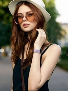 St.siabe1入組女式男士時尚可愛斜紋編織矽膠錶帶搭配Apple Watch錶帶38mm40mm41mm45mm44mm42mm49mm皮帶，柔軟舒適透氣防水腕帶替換錶帶Apple Watch Ultra系列SE/8/7/6/5/4/3/2/1智能錶帶配件 - 紫色 - 查看 3