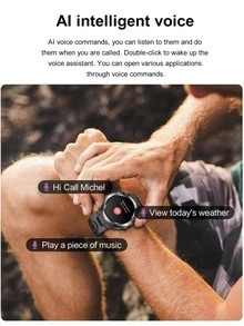 Hombres 1 pieza azul de silicona con tira deportivo fecha monitoreo de frecuencia cardíaca seguimiento del sueño multifunción redondo esfera inteligente compatible con Androids iPhone - Azul - Ver 9