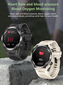 Hombres 1 pieza azul de silicona con tira deportivo fecha monitoreo de frecuencia cardíaca seguimiento del sueño multifunción redondo esfera inteligente compatible con Androids iPhone - Azul - Ver 6